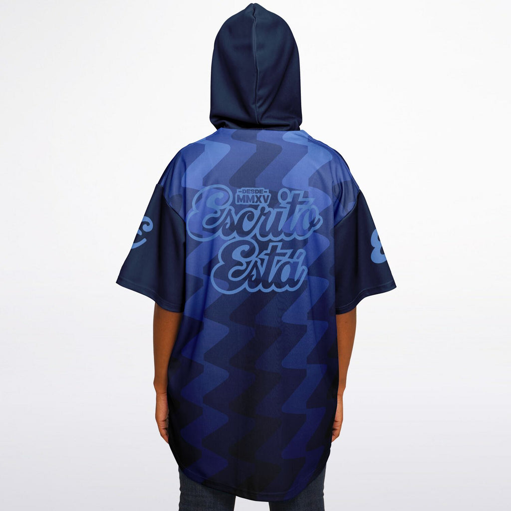 Hooded Baseball Jersey - Blue