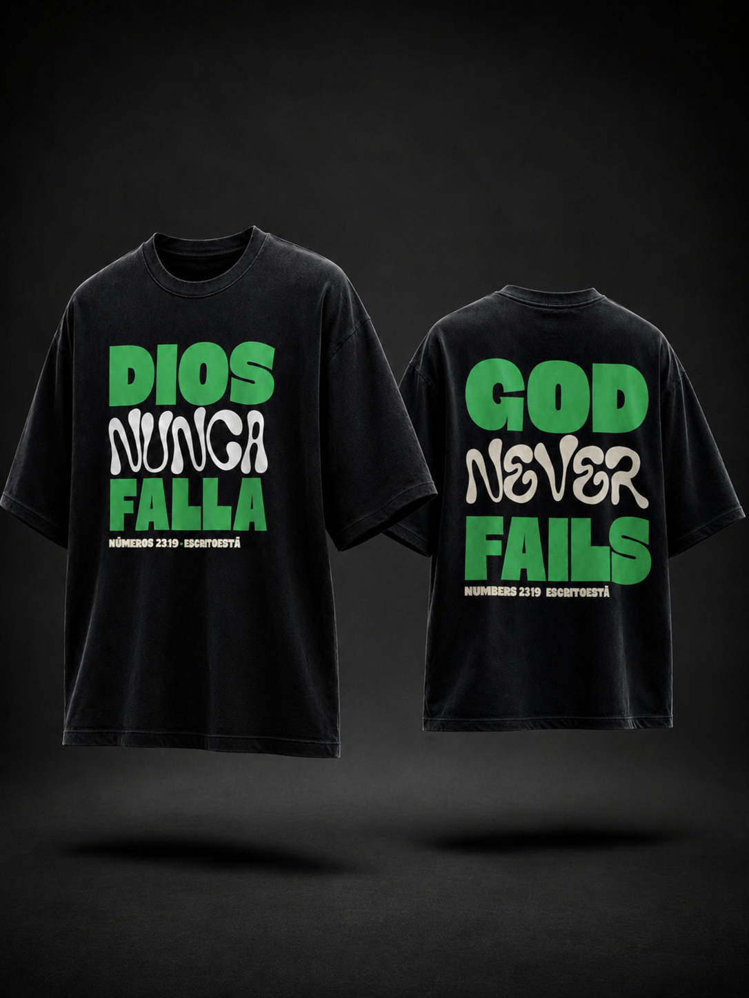 Camisa cristiana DIOS NUNCA FALLA ESCRITOESTÁ camiseta cristiana con mensaje bíblico Números 23:19