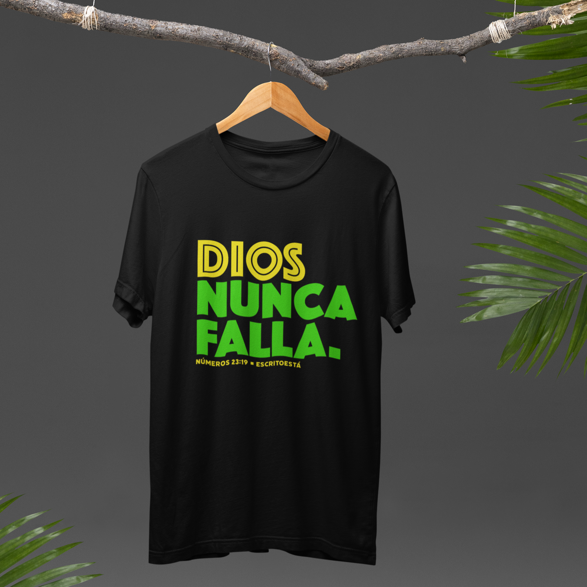 Camisa cristiana ESCRITOESTÁ–  diseño icónico de fe y confianza.