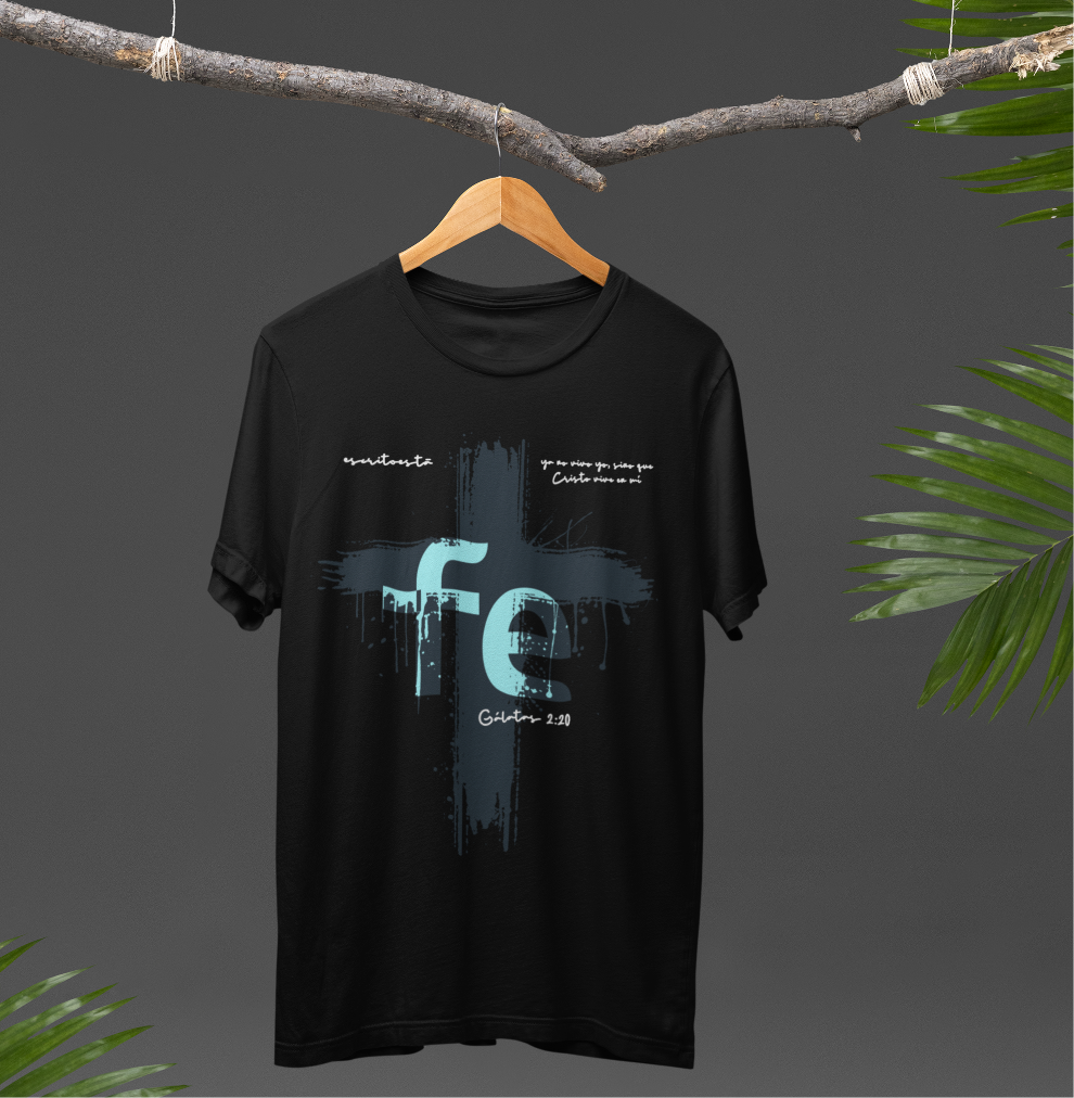 Camisa cristiana ESCRITOESTÁ– diseño icónico de fe y confianza.