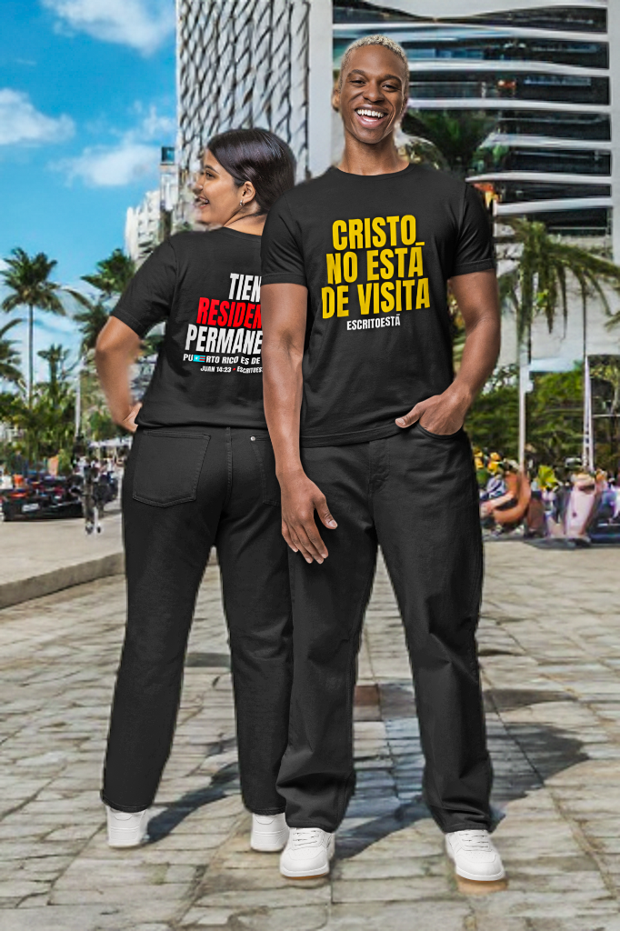 Camisa cristiana ESCRITOESTÁ– diseño icónico de fe y confianza.