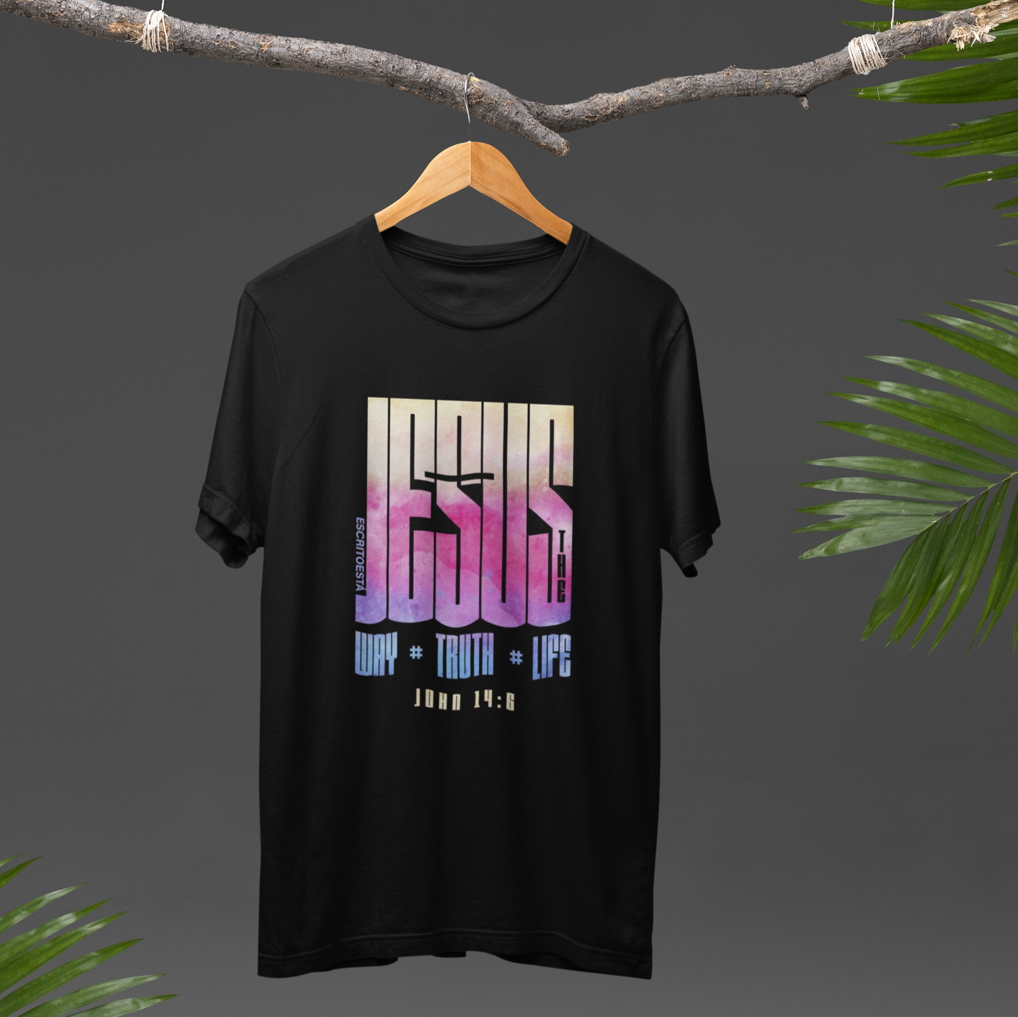 Camisa cristiana ESCRITOESTÁ– diseño icónico de fe y confianza.